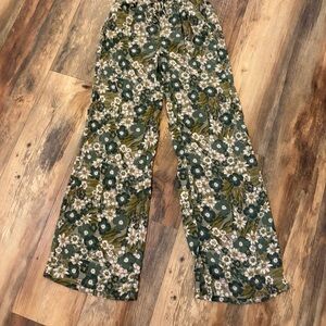 SO Green Floral Wide Leg Pants